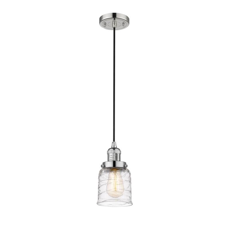 Innovations Lighting Franklin Restoration Bell - 1 Light 5" Cord Hung Mini Pendant - Deco Swirl/Polished Nickel
