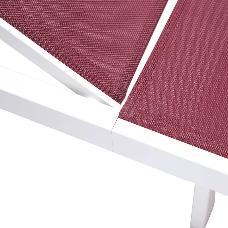 Aluminum Beach Pool Sun Lounge Chair Sling Mesh Fabric Reclining Stackable Lounger Chair
