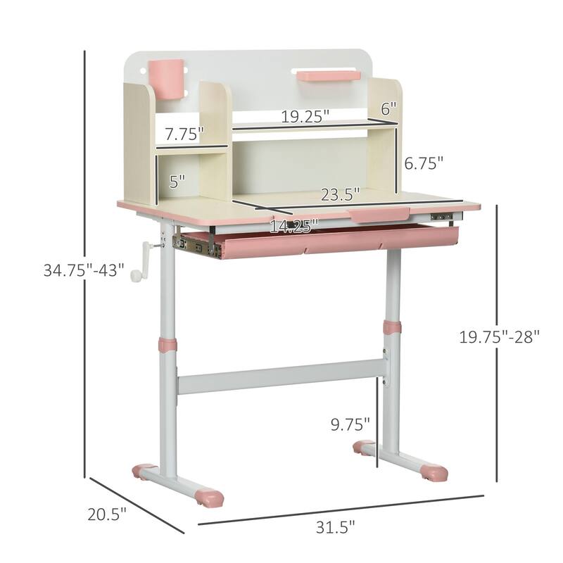 Modern Versatile Kids' Desk with Adjustable Tilt Top and Height Support for Children's Rooms and Study Room
