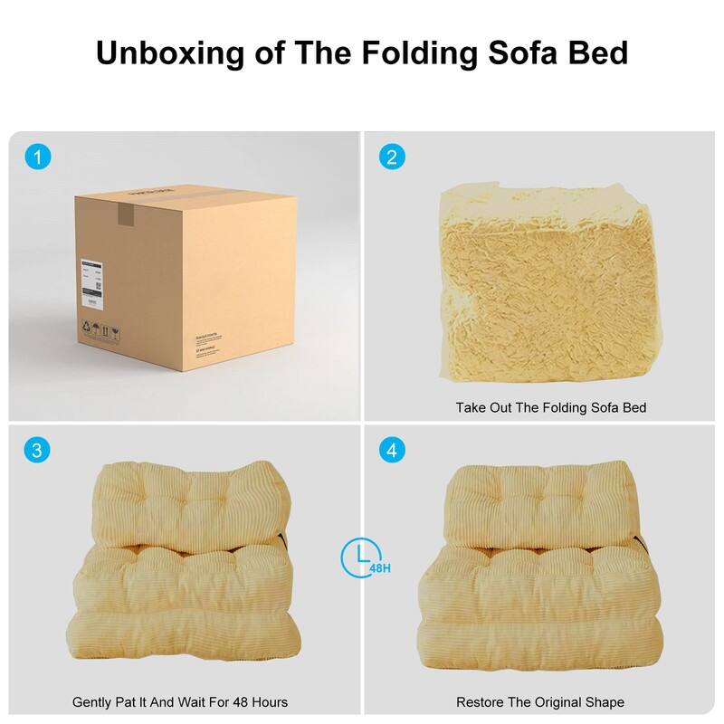 Mixoy W32''/W50'' Corded Velvet Fabric Folding Floor Lazy Futon Sofa Bed