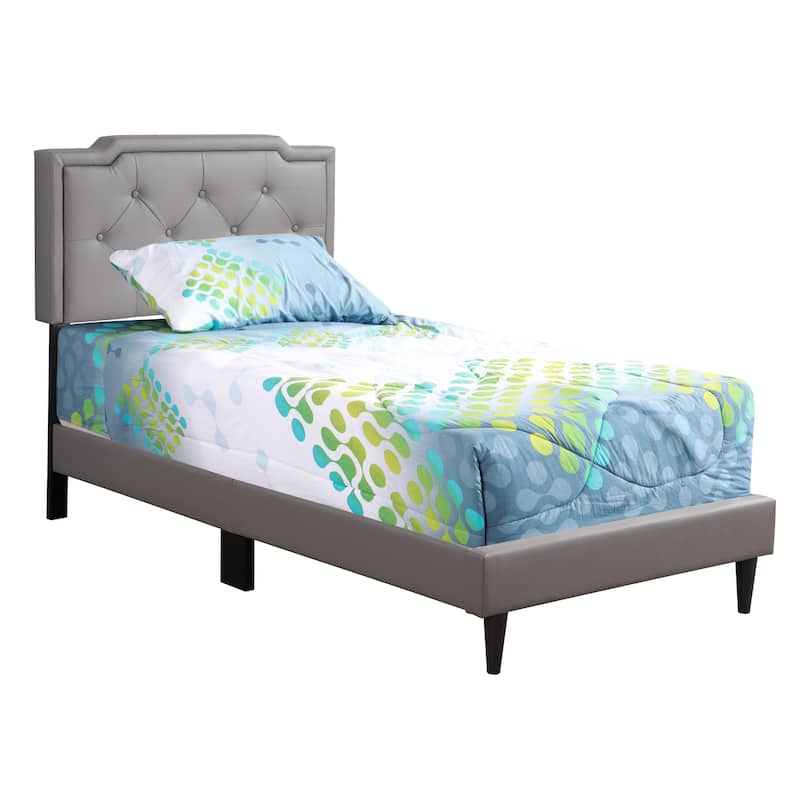 Modern Light Gray Tufted Twin Bed with Adjustable Headboard