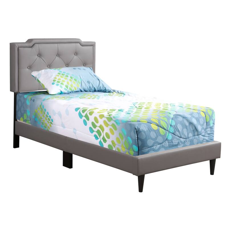 Twin Size PU Elegant Platform Bed with Foam Support