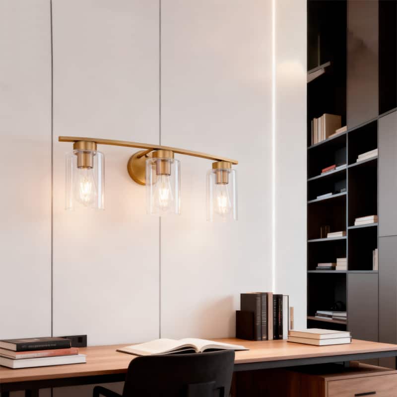 3-Light Vanity Lights, E26 Modern Bathroom Light Fixtures with Clear Glass Shade, Wall Lamps for Mirror Kitchen Hallway