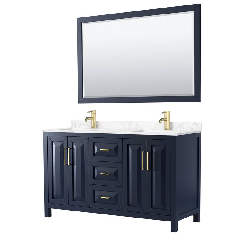 Daria 60 Inch Double Vanity, Cultured Marble Top, 58 Inch Mirror