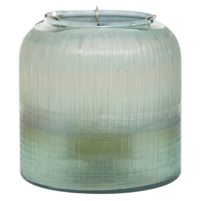 Turquoise Glass Contemporary Candle Holder 8 x 7 x 7 - 7 x 7 x 8Round