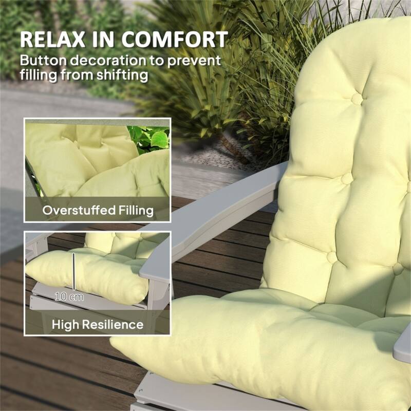 Adirondack Chair Cushion Set with Thick Padding UV Resistant Polyester Outdoor Seat and Back Cushions