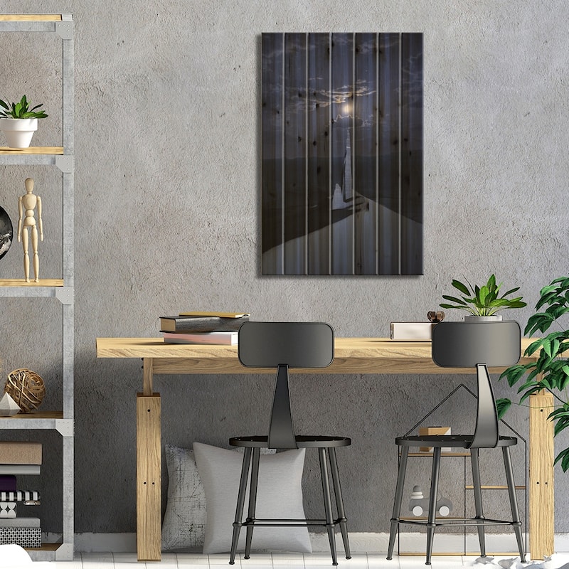 Inspired Moon Print On Wood by Dustin LeFevre - Multi-Color