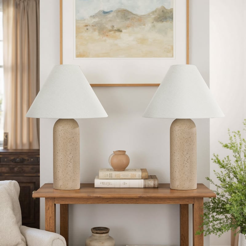 2-Pack 26"H Ceramic Accent Table Lamp with Linen Shade