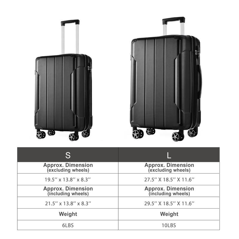 Lightweight ABS 2-Piece Luggage Set with 28" Expandable Suitcase and TSA Lock (20/28)