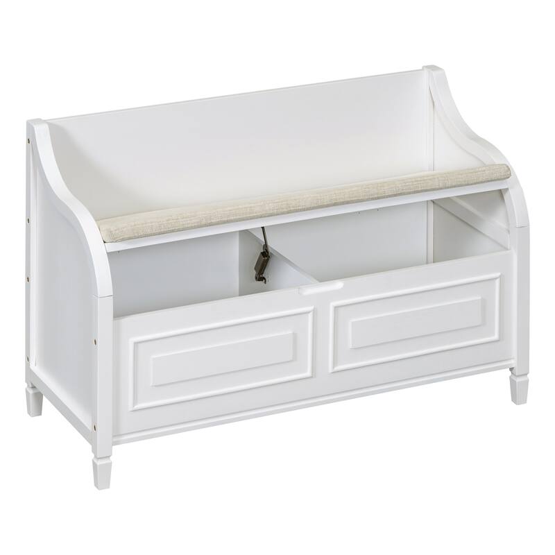 Rustic Style Solid wood Entryway Multifunctional Storage Bench with Safety Hinge