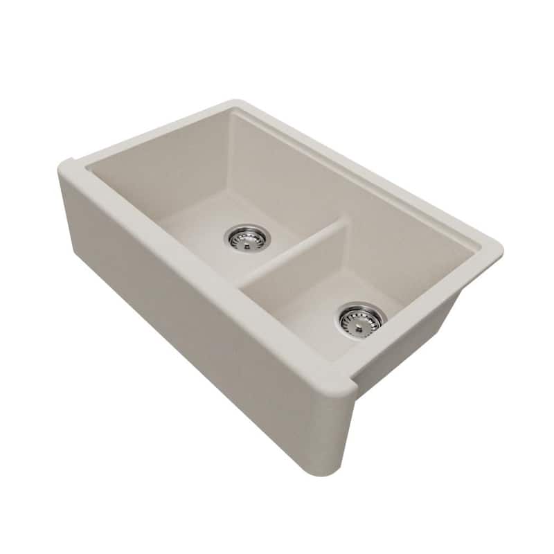 Self-Trimming Quartz Composite 33" Farmhouse Double Bowl Kitchen Sink