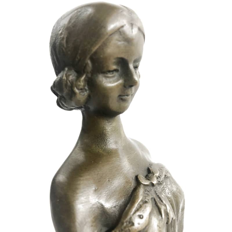 Pretty Pure 100 Percent Solid Bronze Female Clical Portrait Sculpture Figurine Deal