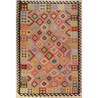 Multicolor Kilim Oriental Area Rug Flatweave Tribal Wool Carpet - 8'0"x 11'6"
