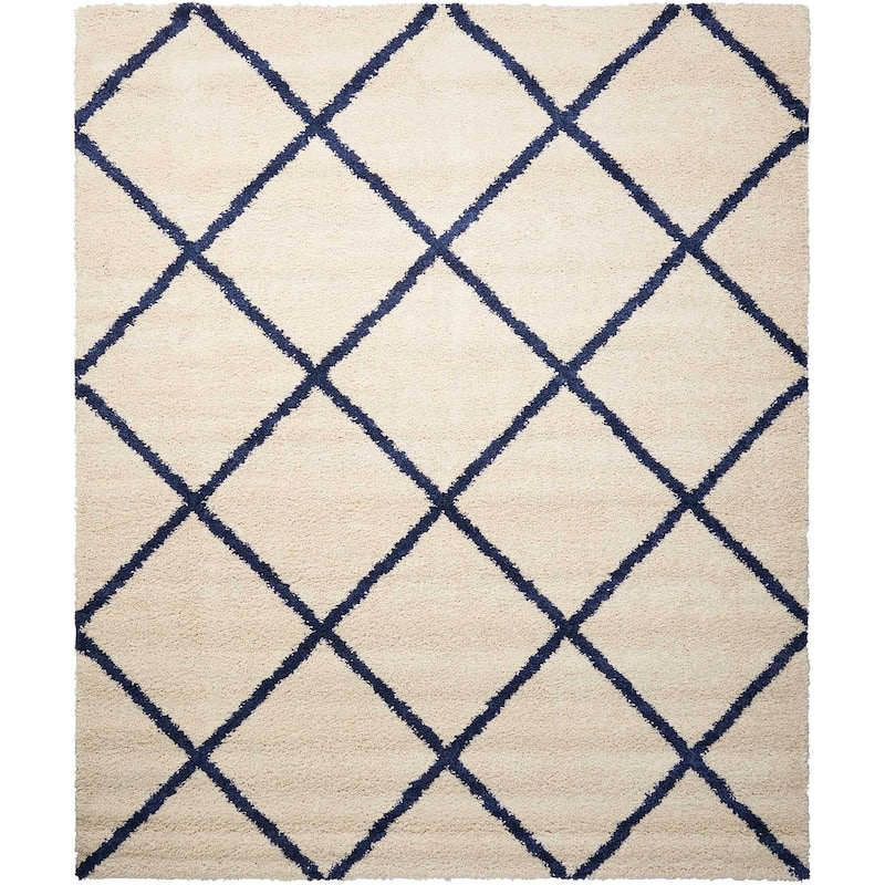 Nourison Brisbane Large Diamond Geometric Modern Shag Area Rug