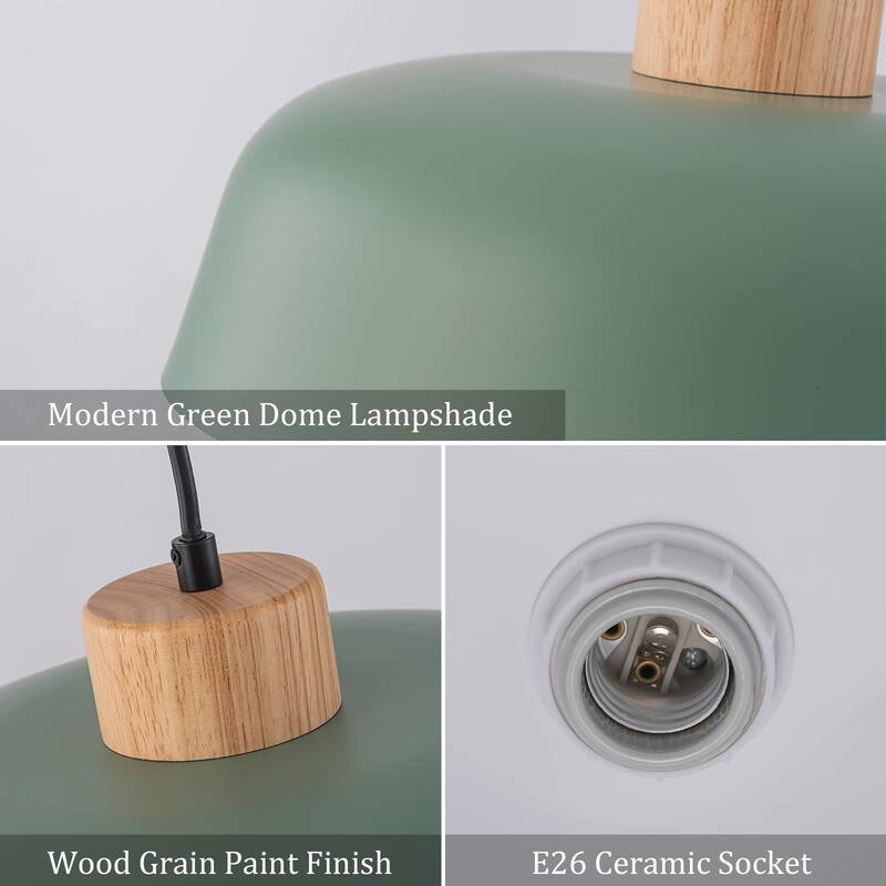 15 in. 1-Light Wood Pendant Light for Kitchen Island - 14.57 - 14.57