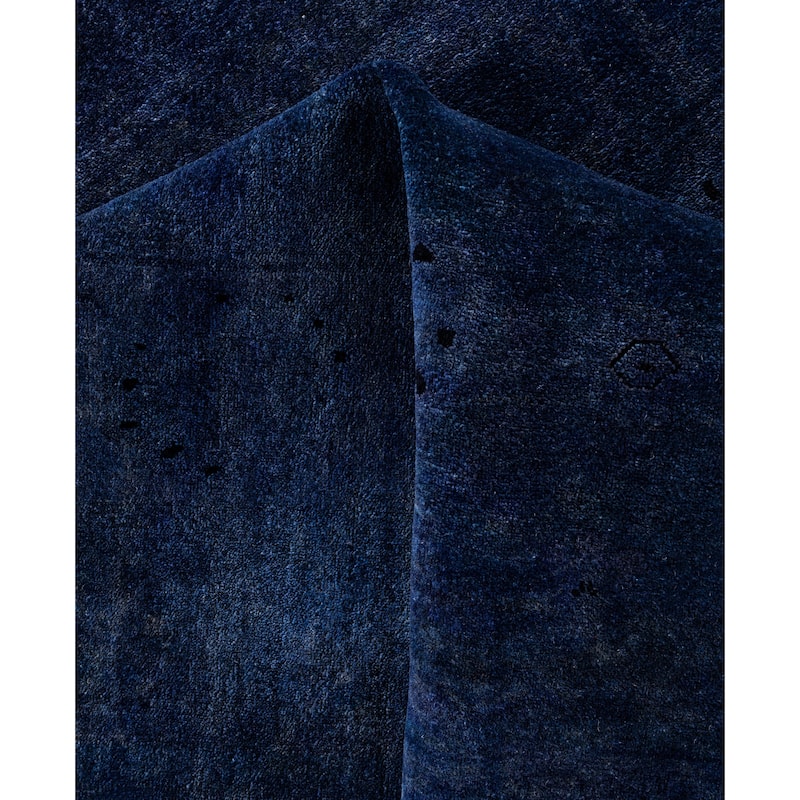 Overdyed One-of-a-Kind Hand-Knotted Square Area Rug - Blue - 7' 10" x 8' 1"