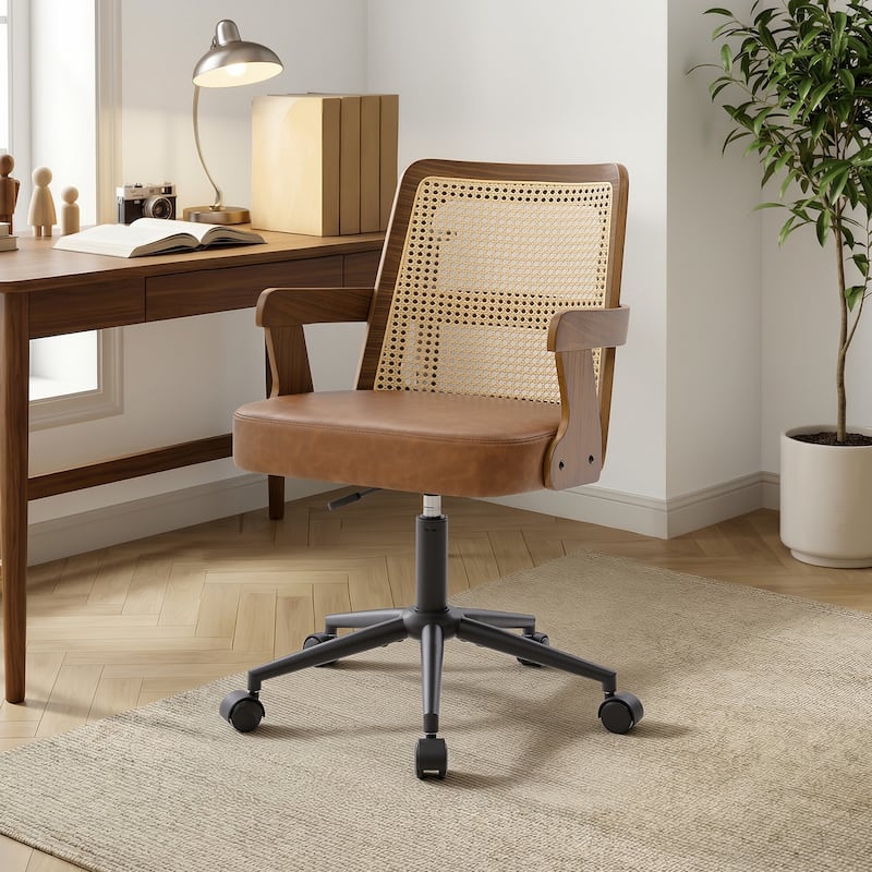 Swivel Home Office Chair Adjustable Height Desk Chair with Wheels and Armrests - 32.7"-36.6"H x 19.9"W x 22.8"D