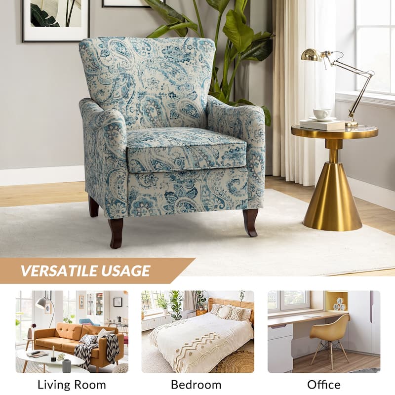 Samouel Modern Floral Upholstered Armchair with Wingback Design Set of 2 by HULALA HOME