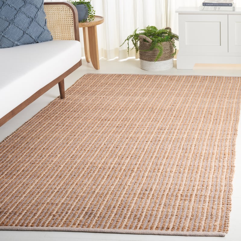SAFAVIEH Hand-Woven Natural Fiber Gwyn Casual Jute Rug - 6' Square - Natural/Grey