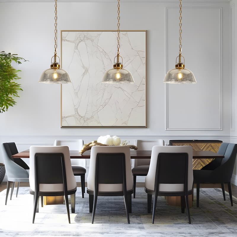 Swara Modern 1-Light Textured Glass Pendant Light for Kitchen Island Dining Room - D 11" x H 10.2"