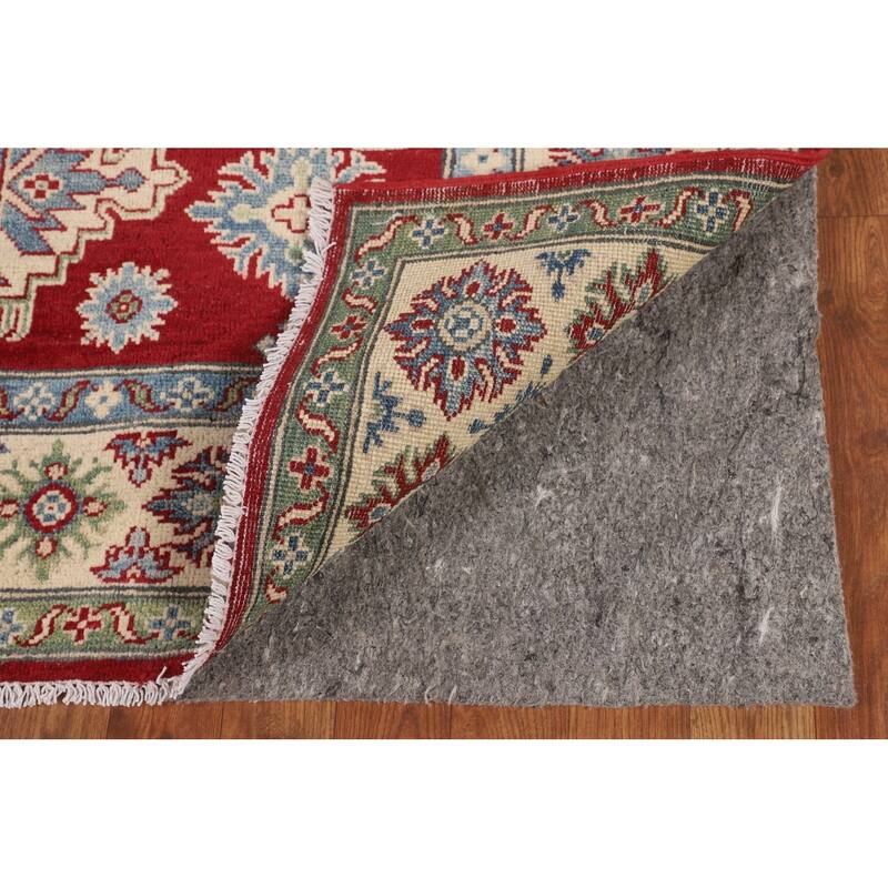 Traditional Kazak Area Rug Hand-Knotted Red Wool Carpet - 4'11" x 6'6"