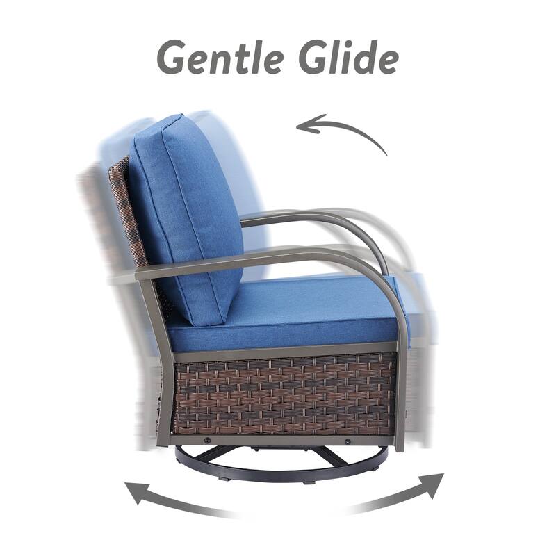 Gymojoy Industrial Style Outdoor Wicker Swivel Glider Chairs Set of 2