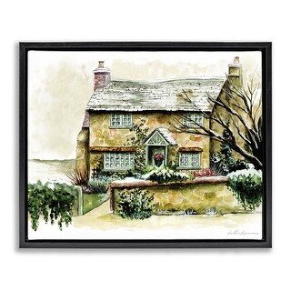 Stupell English Cottage Painting Framed Floater Canvas Wall Art Design ...