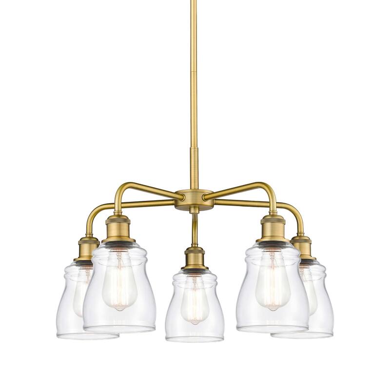 Innovations Lighting 516-5CR-15-23 Ellery Chandelier Ellery 5 Light - Brushed Brass / Clear
