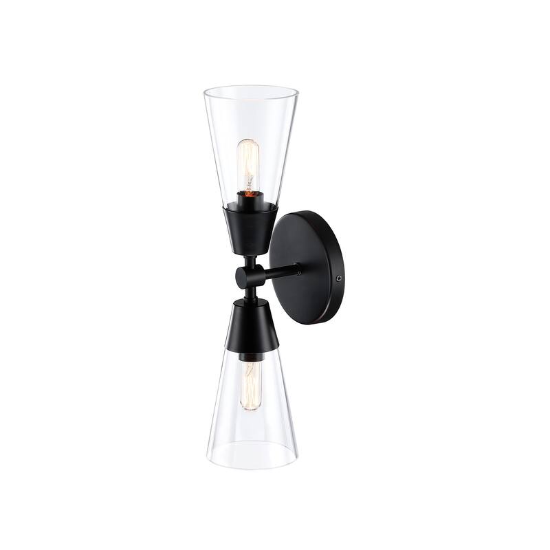 Norro 5.25 in. 2-Light Matte Black Modern Wall Sconce Light