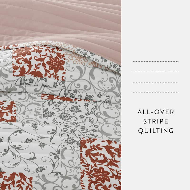 Becky Cameron All Season 3 Piece Scrolled Patchwork Reversible Quilt Set with Shams