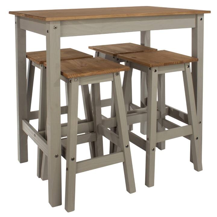 Wood Bar Height Dining Set and 4 Stools White Distressed | Furniture Dash
