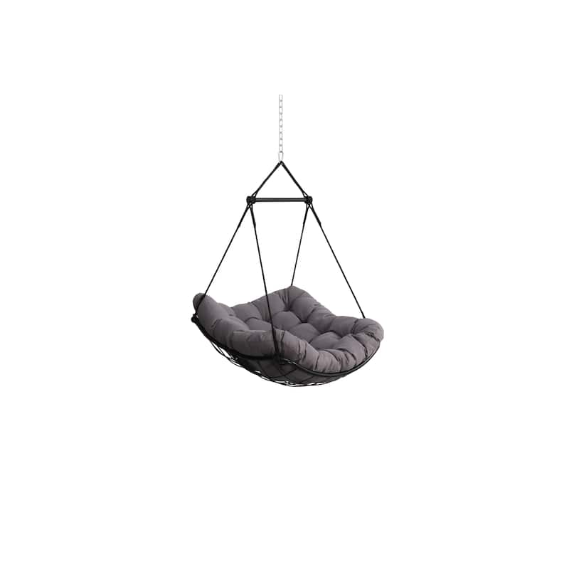 Hammock Chair Swing with Cushion - Outdoor Indoor Hanging Hammock Chair for Patio, Porch, Bedroom, Garden, Courtyard, Balcony