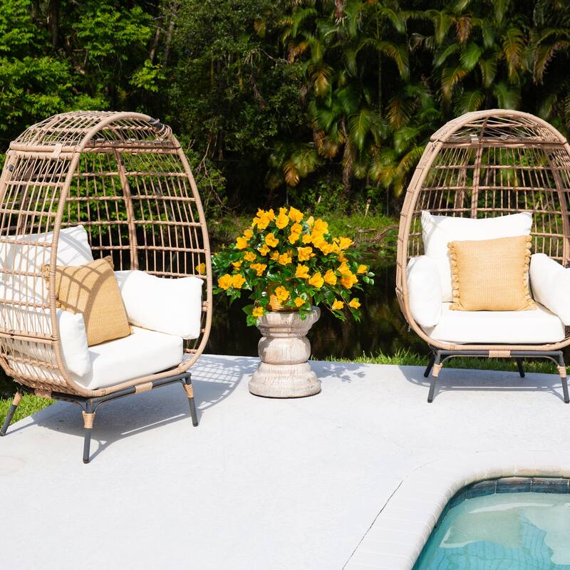 24-in UV Resistant Artificial Hibiscus Hanging Plant - Set of 2