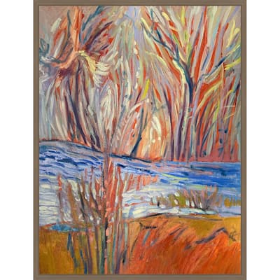 Cadmium Winter Solstice I by Dorothy Fagan (23 x 30 in.), Framed Canvas Wall Art Print - Sylvie Dark Gold