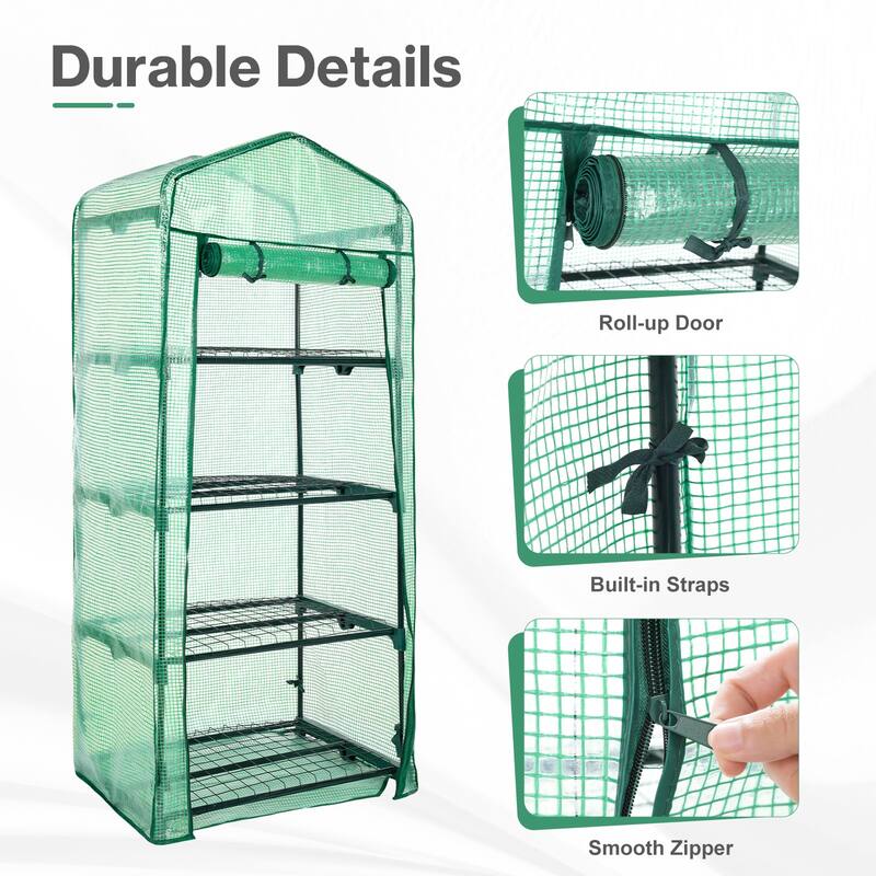Aoodor 4 Tier Mini Greenhouse, 27x19x63 Inch