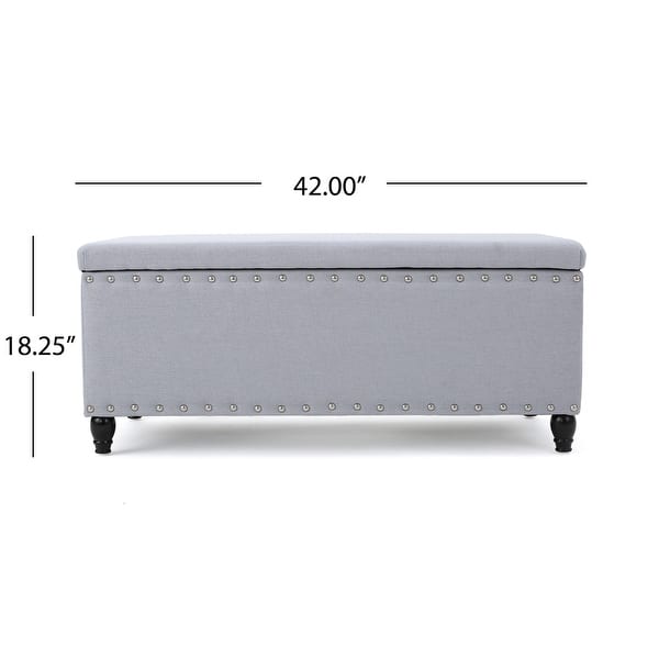 dimension image slide 9 of 10, Tatiana Contemporary Fabric Storage Ottoman with Nailhead Trim by Christopher Knight Home
