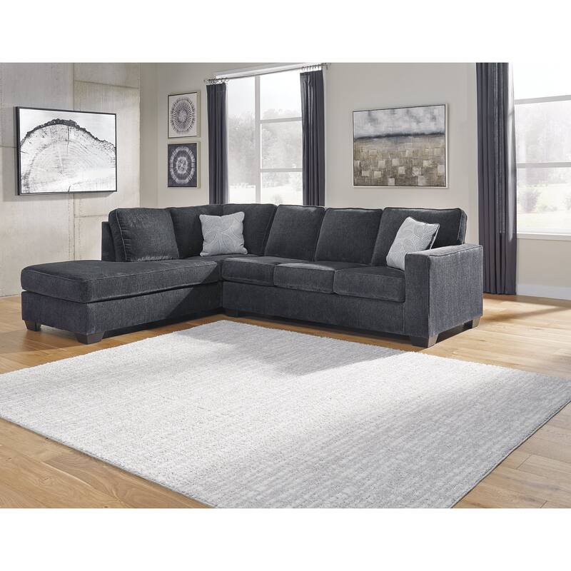 Signature Design by Ashley Altari Gray 2-Piece Sectional with Ottoman - 110" W x 90" D x 37" H