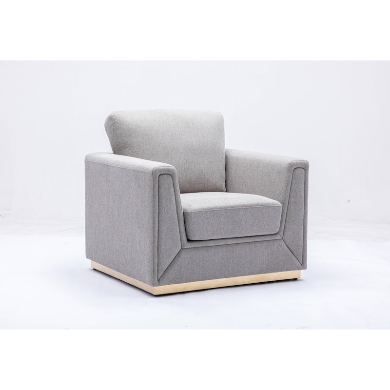 Modern 37" Linen Upholstered Accent Chair with Tight Seat and Back Cushion for Living Room - Gray