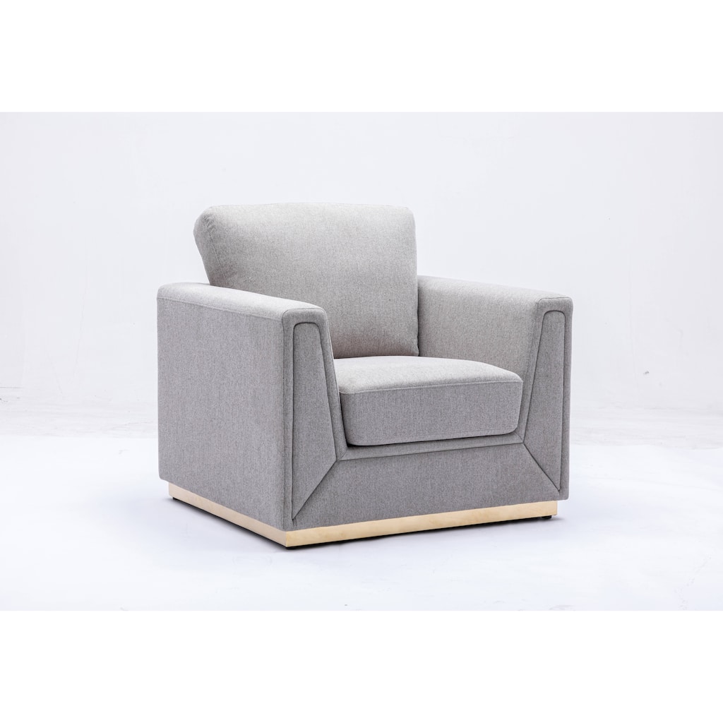 Modern 37" Linen Upholstered Accent Chair with Tight Seat and Back Cushion for Living Room