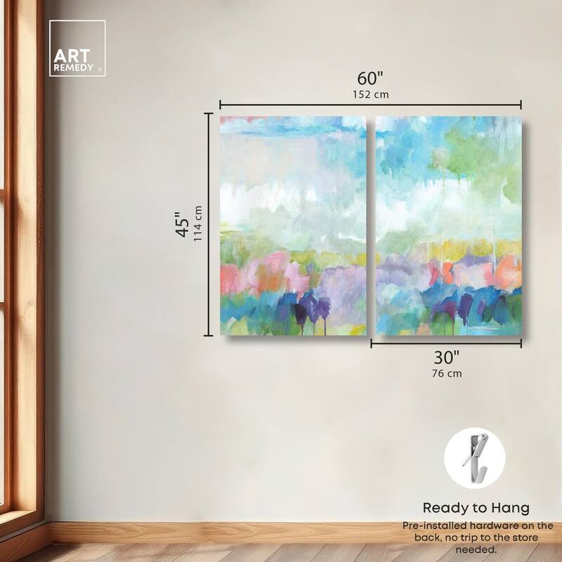 Harmonic Greens Canvas Set of 2 by Art Remedy, Gallery Wrapped