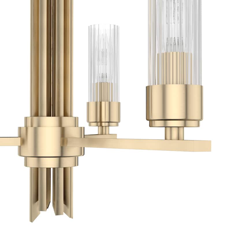 Hunter Gatz Ribbed Glass Chandelier - Dining Room, Kitchen Island, Entry - Glam, Contemporary, Transitional