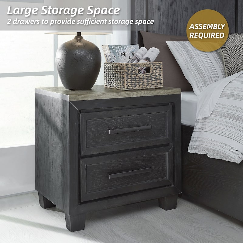 Signature Design by Ashley Foyland Black/Brown 2 Drawer Nightstand - Black - 2-drawer