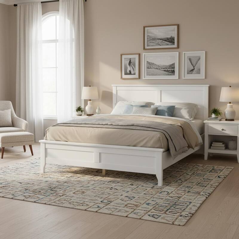 Modern Solid Wood Platform Bed with Tapered Legs and Sturdy Slats Support by Harper&Bright Designs