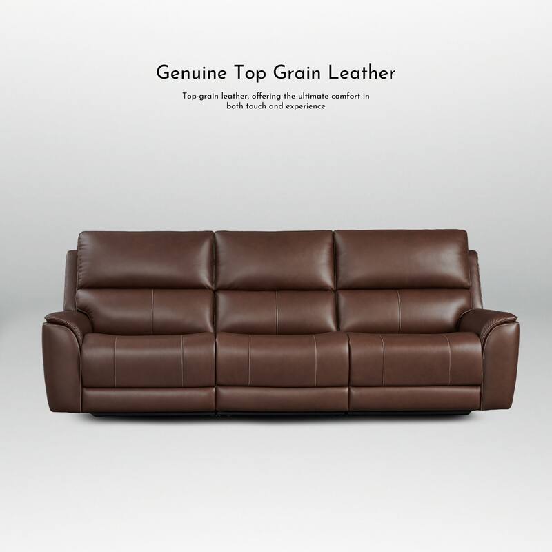 113.5" W Premium Genuine Leather Triple-Power Double Width Sofa with Zero Gravity, USB & Type-C Ports