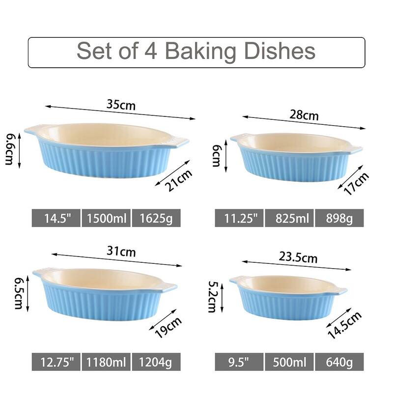 MALACASA, Series Bake.Bake, Ceramic Oval Baking Dish Bakeware Set