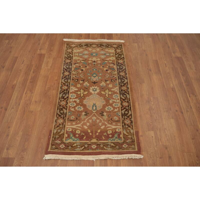 Hand Knotted Oriental 100% Wool Carpet Traditional All-Over Brown Ziegler Area Rug - 3' 10'' X 2' 1''