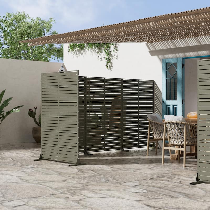 Dovelina 6ft.Outdoor Freestanding Metal Privacy Screen Decorative Garden Fence