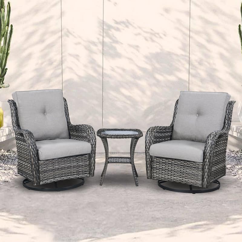 Outdoor Swivel Rocker Patio Chairs with Table Set of 2