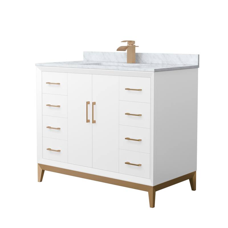 Wyndham Collection WCH818142S-CMUNS-MXX Amici 42" Free Standing Single - White / Satin Bronze Hardware