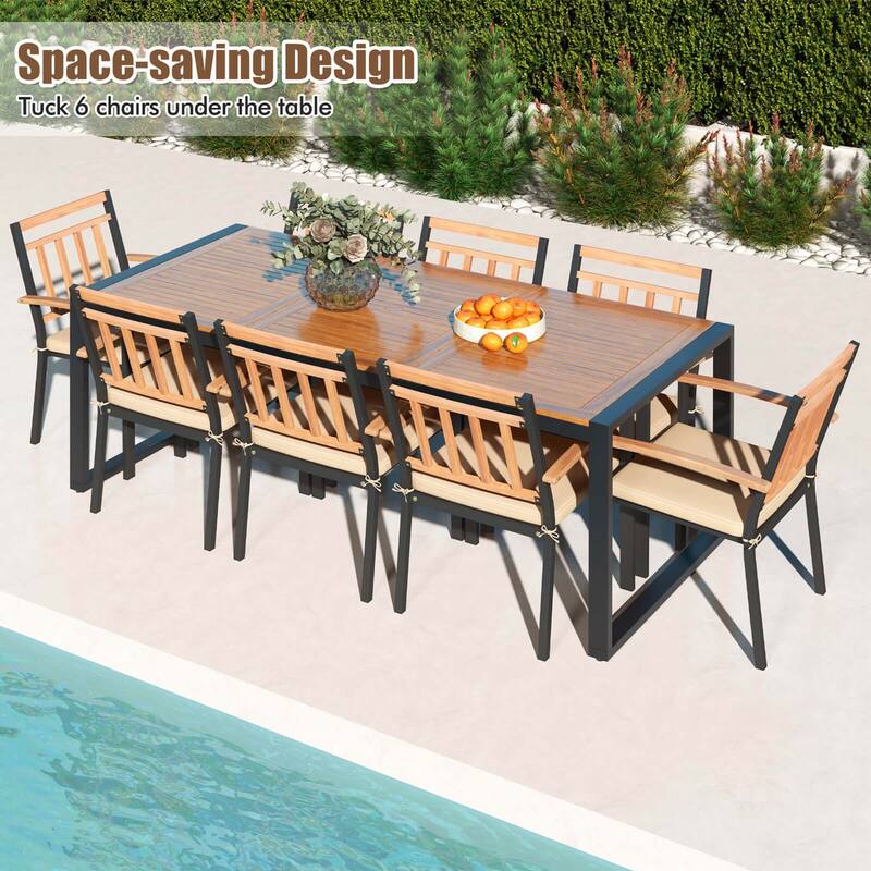 Costway 9 Pieces Patio Dining Set with Soft Cushions and 1.9" Umbrella - See Details